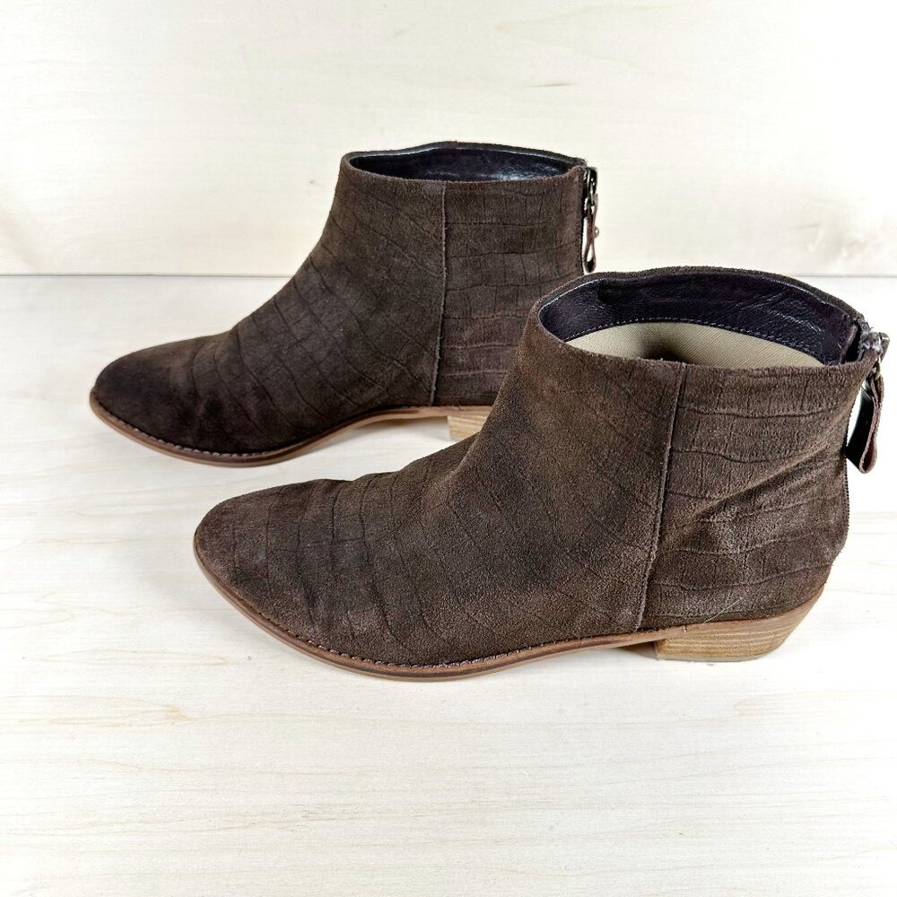 Kelsey Dagger Brooklyn Brown Suede Croc Booties Women's 8.5 Excellent Condition!